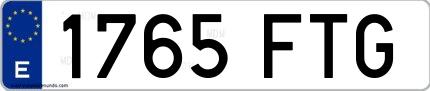 Ejemplo de matrícula española 1765 FTG