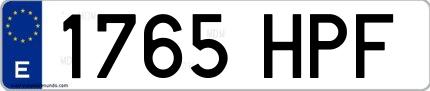 Ejemplo de matrícula española 1765 HPF