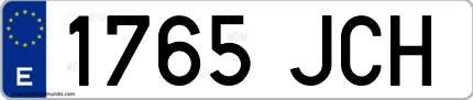 Ejemplo de matrícula de coche ordinaria 1765 JCH
