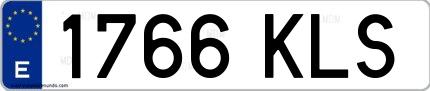 Ejemplo de matrícula española 1766 KLS