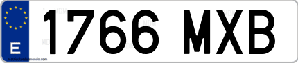 Ejemplo de matrícula de coche ordinaria 1766 MXB