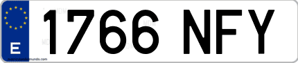 Ejemplo de matrícula de coche ordinaria 1766 NFY
