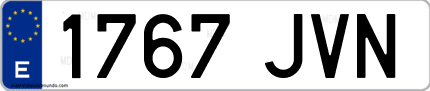 Ejemplo de matrícula de coche ordinaria 1767 JVN