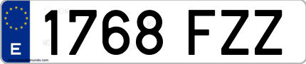 Ejemplo de matrícula de coche ordinaria 1768 FZZ