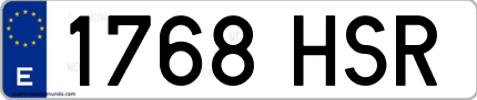 Ejemplo de matrícula de coche ordinaria 1768 HSR