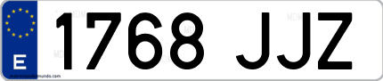 Ejemplo de matrícula de coche ordinaria 1768 JJZ