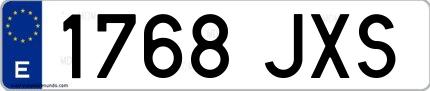 Ejemplo de matrícula española 1768 JXS