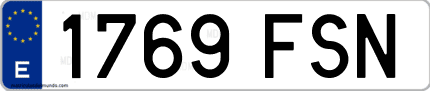 Ejemplo de matrícula de coche ordinaria 1769 FSN