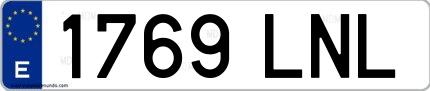 Ejemplo de matrícula española 1769 LNL
