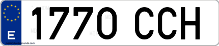 Ejemplo de matrícula de coche ordinaria 1770 CCH