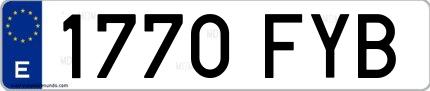 Ejemplo de matrícula española 1770 FYB