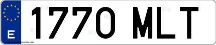 Ejemplo de matrícula de coche ordinaria 1770 MLT