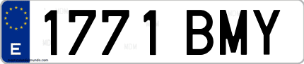 Ejemplo de matrícula de coche ordinaria 1771 BMY