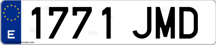 Ejemplo de matrícula de coche ordinaria 1771 JMD