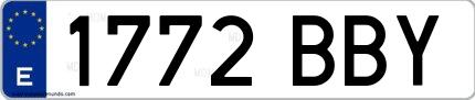 Ejemplo de matrícula española 1772 BBY