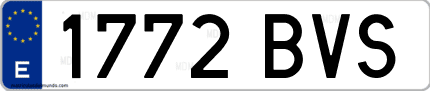 Ejemplo de matrícula de coche ordinaria 1772 BVS