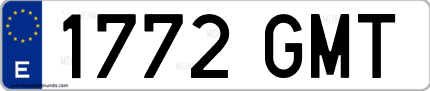 Ejemplo de matrícula de coche ordinaria 1772 GMT