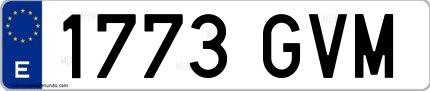 Ejemplo de matrícula española 1773 GVM