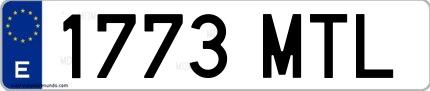 Ejemplo de matrícula española 1773 MTL