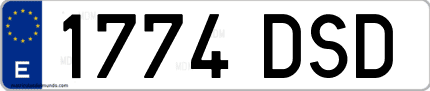 Ejemplo de matrícula de coche ordinaria 1774 DSD
