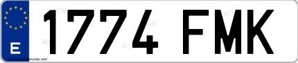 Ejemplo de matrícula española 1774 FMK