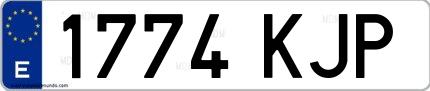 Ejemplo de matrícula española 1774 KJP