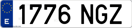 Ejemplo de matrícula de coche ordinaria 1776 NGZ