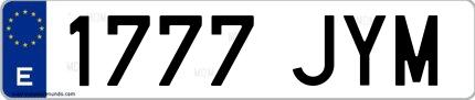 Ejemplo de matrícula española 1777 JYM