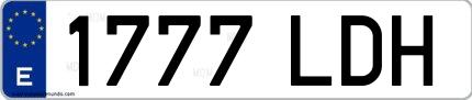 Ejemplo de matrícula de coche ordinaria 1777 LDH