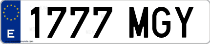 Ejemplo de matrícula de coche ordinaria 1777 MGY