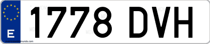 Ejemplo de matrícula de coche ordinaria 1778 DVH