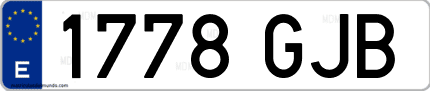 Ejemplo de matrícula de coche ordinaria 1778 GJB