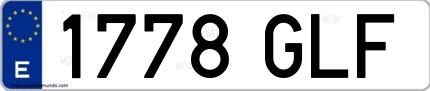 Ejemplo de matrícula española 1778 GLF