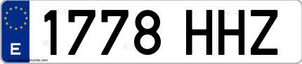 Ejemplo de matrícula de coche ordinaria 1778 HHZ