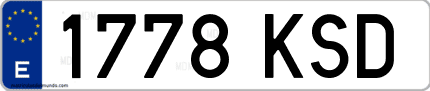 Ejemplo de matrícula de coche ordinaria 1778 KSD