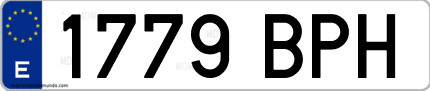Ejemplo de matrícula de coche ordinaria 1779 BPH