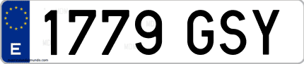 Ejemplo de matrícula de coche ordinaria 1779 GSY