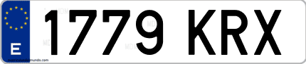 Ejemplo de matrícula de coche ordinaria 1779 KRX