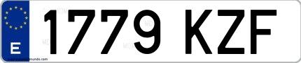 Ejemplo de matrícula española 1779 KZF