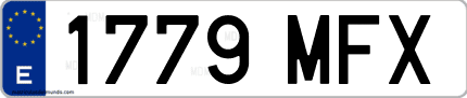 Ejemplo de matrícula de coche ordinaria 1779 MFX