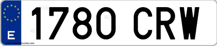 Ejemplo de matrícula de coche ordinaria 1780 CRW