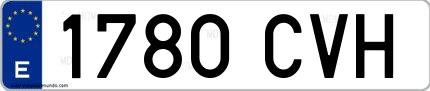 Ejemplo de matrícula española 1780 CVH