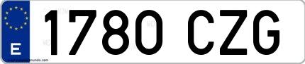 Ejemplo de matrícula española 1780 CZG