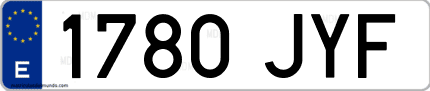Ejemplo de matrícula de coche ordinaria 1780 JYF