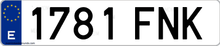 Ejemplo de matrícula de coche ordinaria 1781 FNK