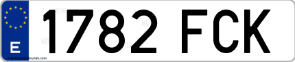 Ejemplo de matrícula de coche ordinaria 1782 FCK