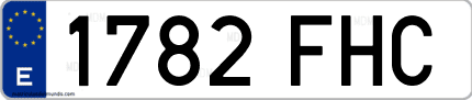 Ejemplo de matrícula de coche ordinaria 1782 FHC
