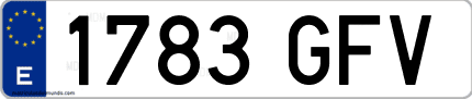 Ejemplo de matrícula de coche ordinaria 1783 GFV