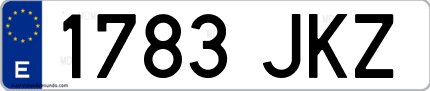 Ejemplo de matrícula de coche ordinaria 1783 JKZ