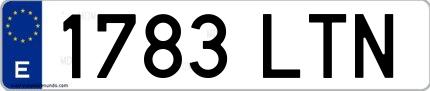 Ejemplo de matrícula española 1783 LTN